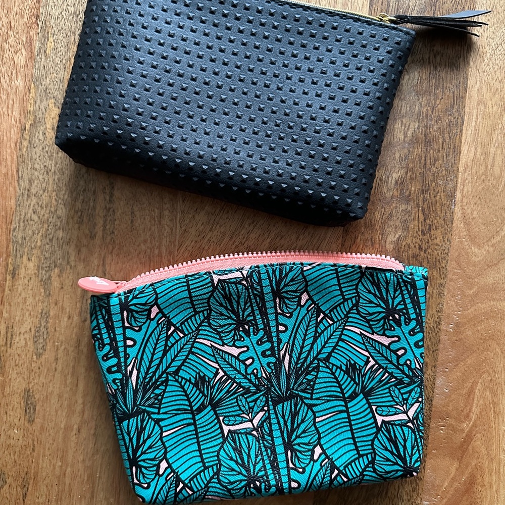 Ipsy Black and Teal Cosmetic Bags Set